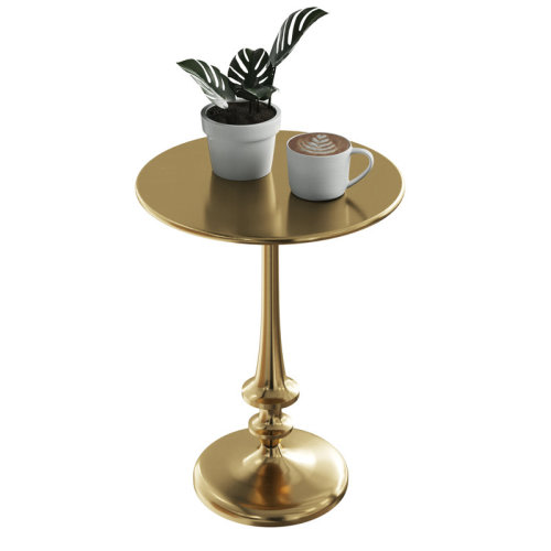 House of Hampton® Ghorgie Side Table - Iron Pedestal Table with Antiqued Brass Finish for Couch, Loveseat, Entryway, or Bed - Vintage Living Room Furniture & Reviews | Wayfair