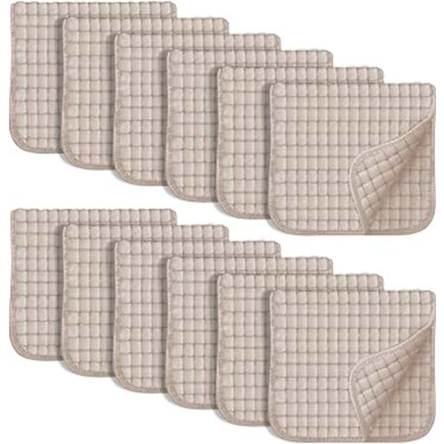SWEET DOLPHIN 12 Pack Muslin Burp Cloths Large 100% Cotton Hand Washcloths for Baby - Baby Essentials Extra Absorbent and Soft Boys & Girls Milk Spit Up Rags for Newborn Registry - Brown, 20" X10"