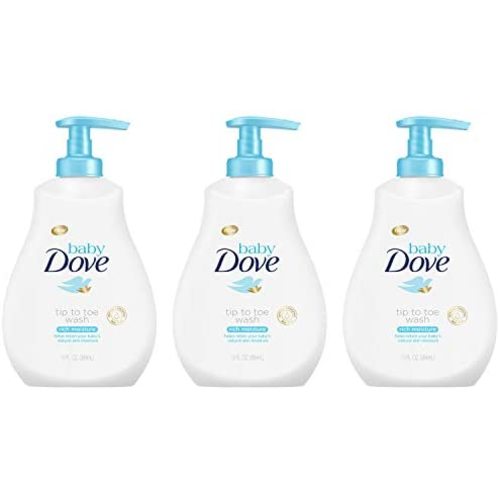Baby Dove Tip to Toe Baby Wash and Shampoo For Baby's Skin Rich Moisture Washes Away Bacteria, Tear-Free and Hypoallergenic 13 oz 3 Count