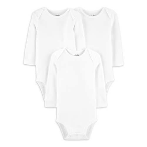 Carter's Child of Mine Baby Unisex Long Sleeve White Bodysuit, 3-Pack, Preemie-18M