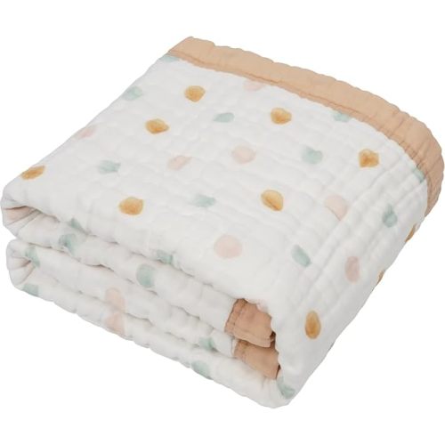 Organic Cotton Muslin Baby Blanket Toddler Quilt Neutral Dot