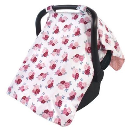 Hudson Baby Infant Girls Reversible Car Seat and Stroller Canopy, Blush Floral, One Size