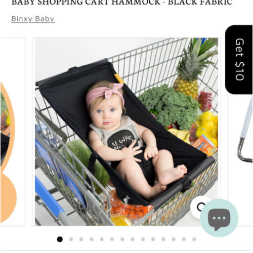 Baby Shopping Cart Hammock - Black Fabric