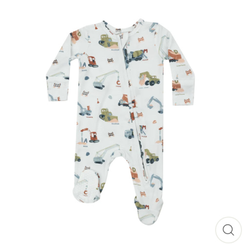 2 Way Zipper Footie - Construction Alphabet
