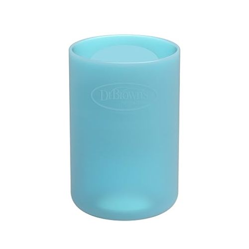 Dr. Brown's Natural Flow Options+ Glass Baby Bottle Sleeves,100% Silicone,4 oz,Narrow,Blue