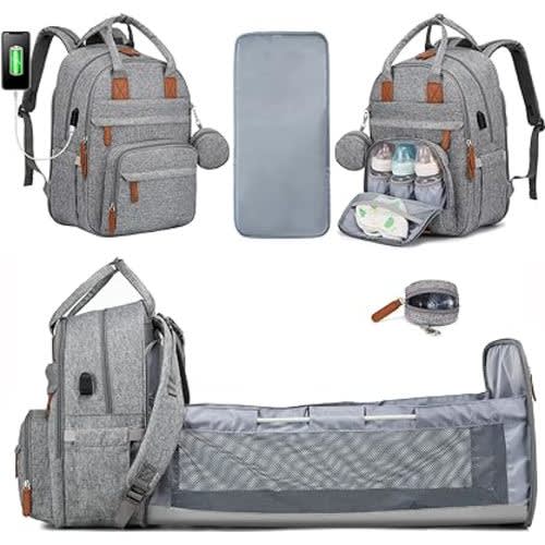 LOVEVOOK Diaper Bag Backpack, Large Travel Diaper Backpack with Portable Changing Pad Insulated Pockets, Multifunction Waterproof Diaper Nappy Bag for Mom Dad