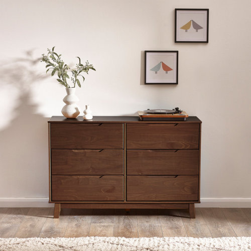 George Oliver Jerred 6 Drawer 51" W Solid Wood Dresser & Reviews | Wayfair