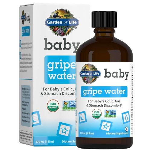 Garden of Life Baby Gripe Water for Baby's Colic, Gas & Stomach Discomfort, Organic Herbal Remedy for Newborns and Infants, Chamomile, Lemon Balm, Ginger, Vegan & Non-GMO, 4 Fl Oz