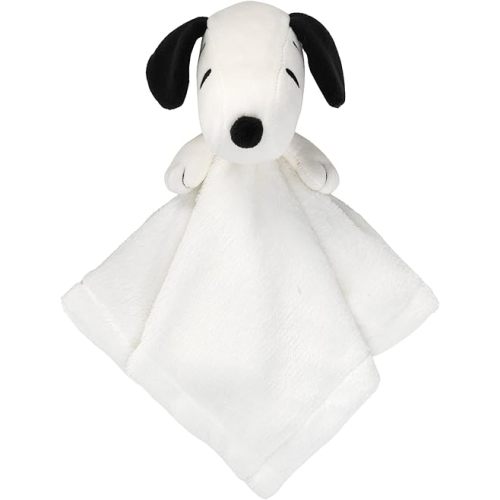 Lambs & Ivy Peanuts Snoopy Lovey White/Black Plush Security Blanket