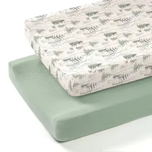 lulumoon Muslin Changing Pad Cover: 32x16 Fit Standard Rectangle Pad