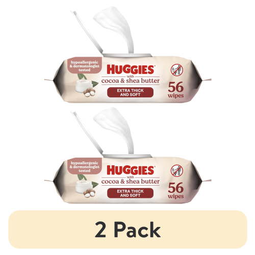 (2 pack) Huggies Sensitive Skincare Baby Wipes with Cocoa & Shea Butter, 1 Flip-Top Pack (56 Wipes)