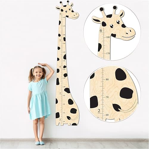 Wooden Growth Chart for Kids, Boys & Girls | Cute Giraffe, Custom Height Chart, Measurement Ruler for Wall | Kids Bedroom, Playroom, Child's Room, Nursery Decor Decoration Wall Art