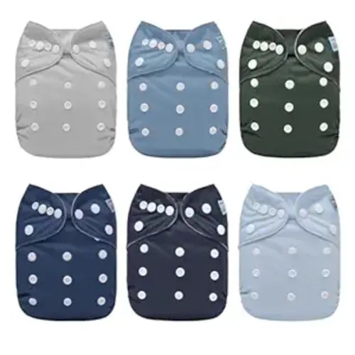 ALVABABY Baby Cloth Diaper 6 Pack with 12 Inserts One Size Cloth Diaper Covers Adjustable Washable Reusable for Baby Girls and Boys 6BM111