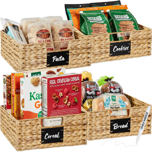Bay Isle Home™ 13in Woven Water Hyacinth Pantry Baskets w/ Chalkboard Label, Chalk Marker & Reviews | Wayfair