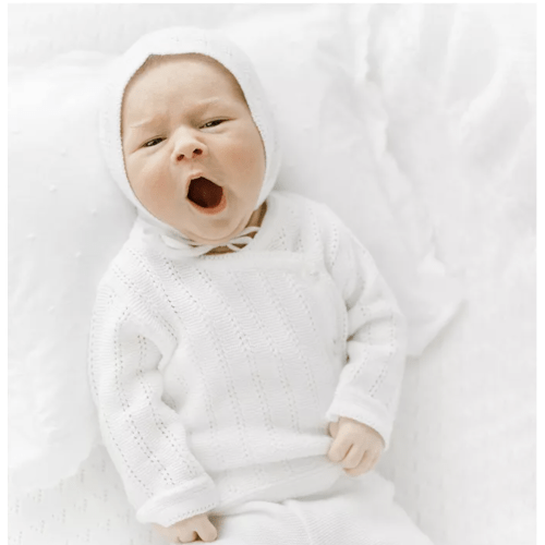 White Unisex Pointelle Wrap Set with Hat - Baby (0-3 Months)