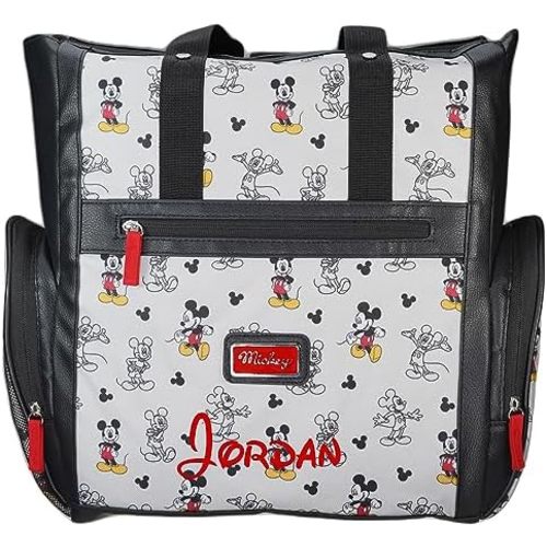Diaper Bag - Personalized Mickey Mouse - Officially Licensed - Cartoon Print Multi Pocket Shoulder Diaper Bag Gift Set