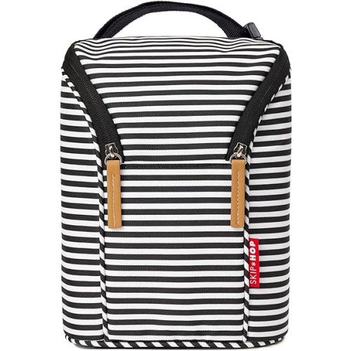 Skip Hop Baby Bottle Bag, Grab & Go, Black/White Stripe