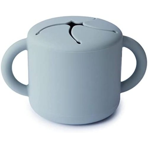 mushie Silicone Snack Cup | Spill Proof Food Container for Toddler and Baby (Powder Blue)