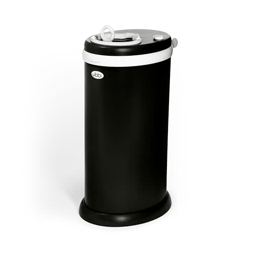 Ubbi Steel Diaper Pail, Odor Locking, No Special Bag Required, Award-Winning, Registry Must-Have, Matte Black