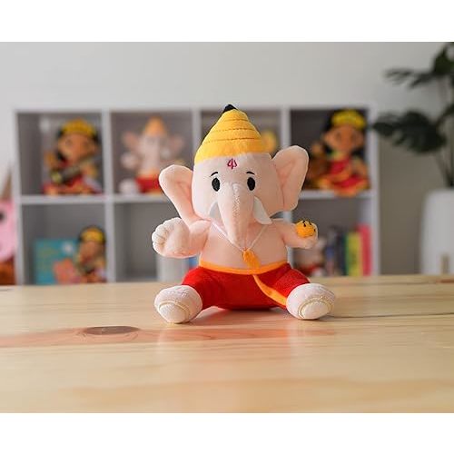 MODI TOYS Baby Ganesh (7 inch) Mantra Singing Plush Toy | Ideal for Newborns, Infants, Toddlers, Grandparents | Best for Diwali, Baby Shower, Birthday, Housewarming
