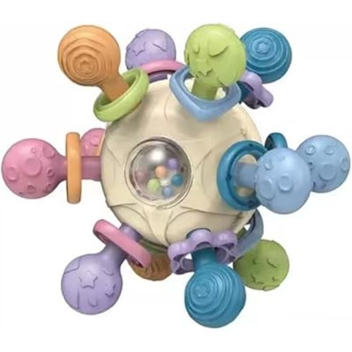 Yummy Baby Montessori Soft Rubber Cute Teether Ball Activity Sensory Toy (Cream)