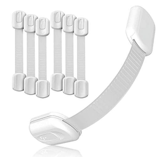 Baby Proof Me 6-Pack 3M Adhesive Child Safety Strap Locks - Secure Latches for Cabinets, Dishwashers, Fridges, Ovens, Trash Cans, and Stain-Free Toilet Lock