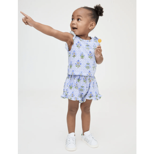The Baby Lala Short Set - Blue Block Print