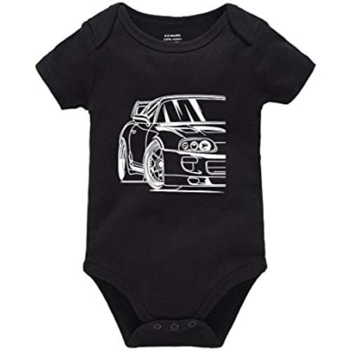 Pengshiliu Beautiful car Newborn Baby Romper Bodysuit Short Sleeve Onesie Black