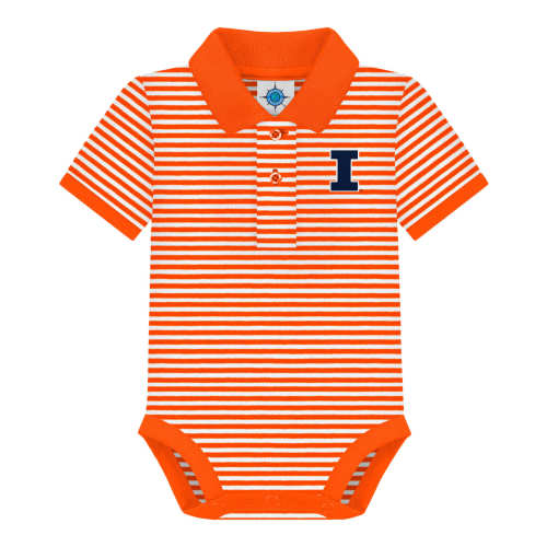 Illinois Fighting Illini Striped Polo Bodysuit | College Baby