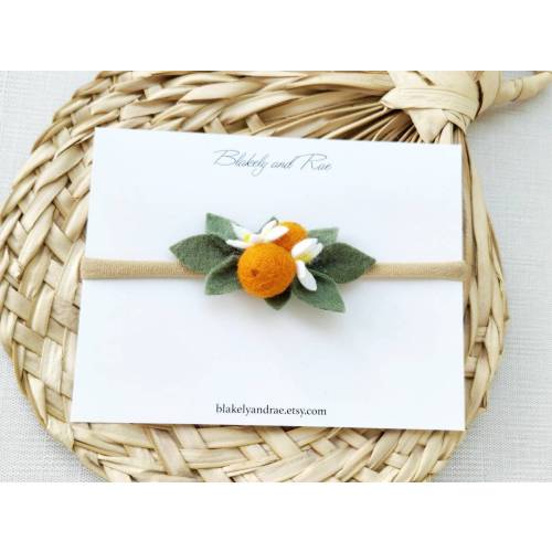 Little Cutie Orange Headband- Orange Clementine Citrus Headband- First Birthday Headband- Orange Blossom - Smash Cake Accessories