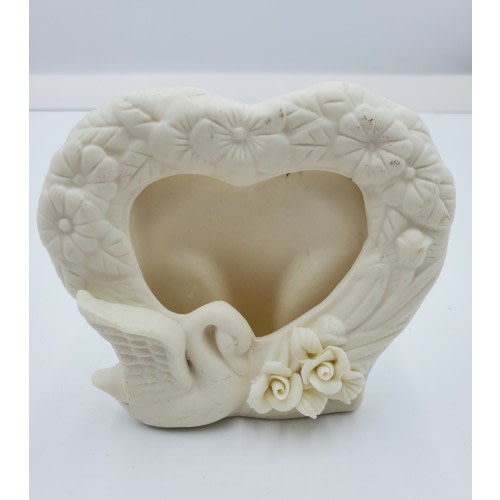 Heart Shaped Picture Frame with Swan and Flowers