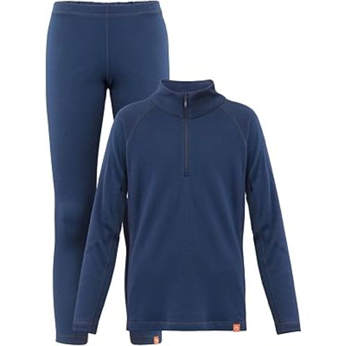 Wooly Kid's Base Layer Set 100% Soft Merino Wool Thermal Underwear Very Warm Long Johns Multiple Colors for Boy Ages 2-12yo