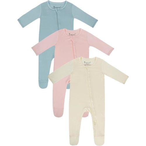 Jimonda Baby Romper Boys Girls Bamboo Pajamas 2-Way Zipper Footed Unisex Zip-Up Sleepers Sleep and Play pjs