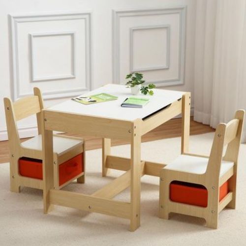 3-in-1 Wooden Kids Table And Chair Set With Storage Drawer For Arts, Crafts, Drawing, And Playroom Activities, Kids Table And Chair Set