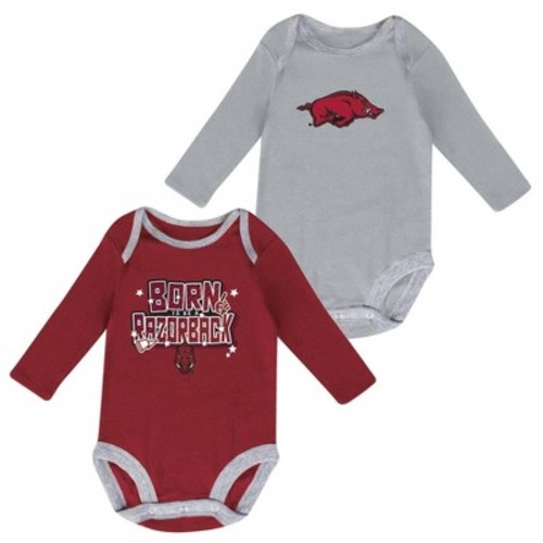 NCAA Arkansas Razorbacks Boys' 2pk Long Sleeve Bodysuit, Size: 6-9M