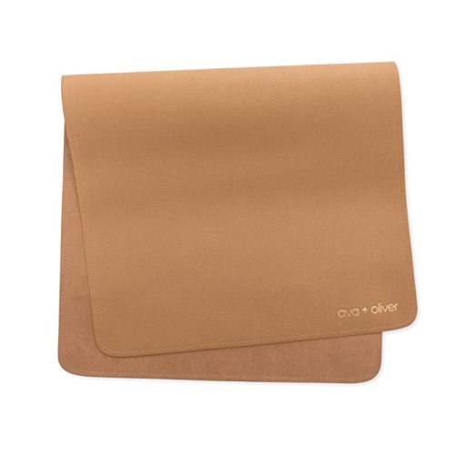 Vegan Leather Baby Changing Mat - Multipurpose Portable Wipeable Waterproof Diaper Pad - Compact for Travel (16 x 30 in) (Tan)