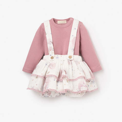 Fairytale Wonderland Organic Muslin Ruffle Bloomer with Straps & Bodys
 – Elegant Baby