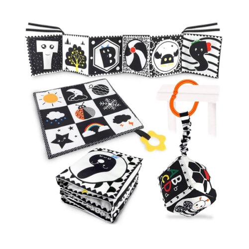 3 Pcs Black and White High Contrast Baby Toys 0-3 Months for Newborn