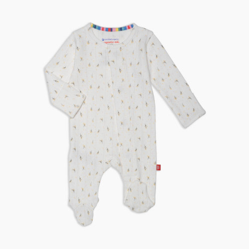 Magnetic Me Organic Cotton Footie - Floral Pointelle, 6-9 Months