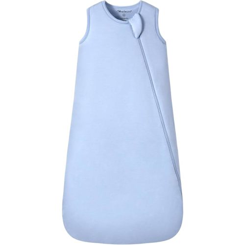 Mosebears Unisex Rayon Made from Bamboo Sleep Sack with 2-Way Zipper,2.5 Tog Baby Winter Sleep Sack (Fog Blue,0-6 Months)