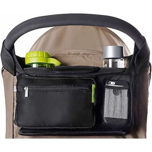 Ethan & Emma Universal Stroller Organizer - Elevate Your Experience w/ Insulated Cup Holders, Diaper Storage, Secure Straps, Detachable Bag, Pockets for Phone, Keys, Toys. Smart Parenting