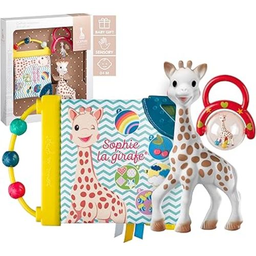 Sophie la girafe | Birth Gift Set | Includes Sophie la girafe, Awakening Book, Handle Rattle | Designed for Teething Babies | Awaken All 5 Senses | Easy to Clean