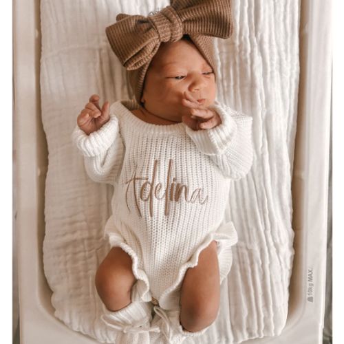 RIBBED LEG FRILL ROMPER - MILK