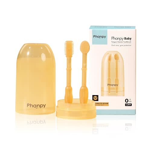 Phanpy Baby Toothbrush, Silicone Baby Tongue Cleaner Newborn, Infant Toothbrush 0-6 Months and 6 to 12 Months, Baby First Toothbrush, Oral Cleaner, Baby Mouth Cleaner