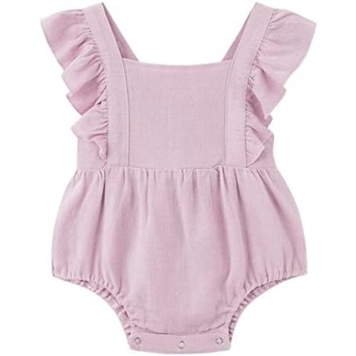 Simplee kids Baby Boys Girls Ruffle Romper Summer Outfit Jumpsuit Linen Bodysuits