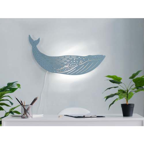 Blue whale lamp | Kids night light | Ocean nursery whale | Plug in whale sconce for kids room.