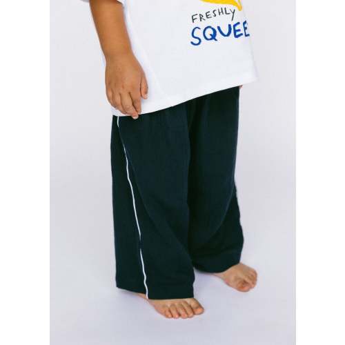 Side Stripe Gauze Pants- Navy