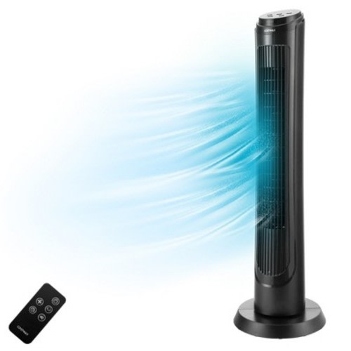 Tangkula 40" 75° Oscillating Quiet Cooling Tower Fan with 3 Wind Modes, 4 Speeds & 15H Timer, Remote Control, Black