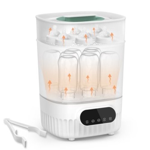 Sejoy BB3009 Baby Bottle Sterilizer/Dryer, 3-in-1 Electric Steam Sanitizer, Large Capacity, Auto-off, White