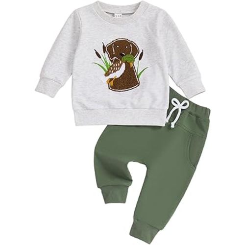 CIYCUIT Baby Boy Outfits Embroidered Sweatshirt Pants Set Fall Winter Clothes